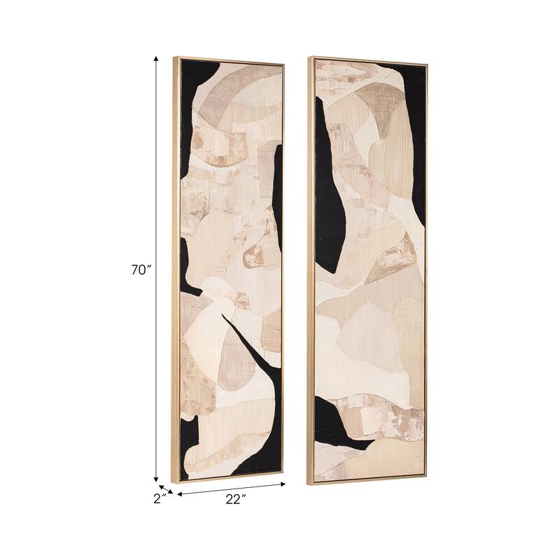 Canvas Wall Art Wood Frame Vertical Design (Set of 2) - 70" Multi