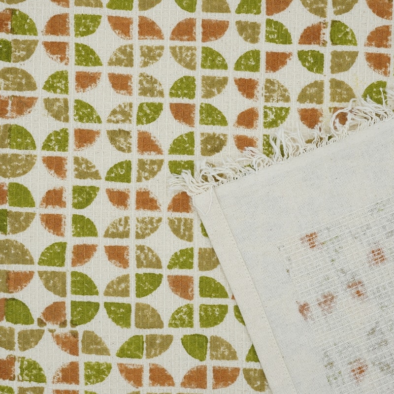 Fabdivine Handmade Floral Block Print Kitchen or Bath Room Hand Towels Home or Office Accent - Set of 20 - Chakor- Orange, Green
