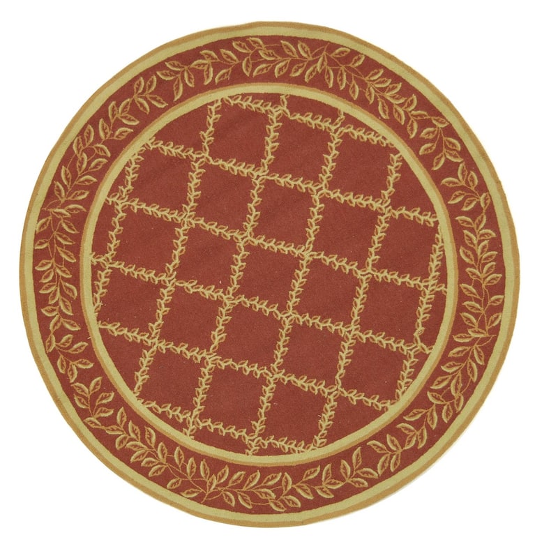 SAFAVIEH Handmade Chelsea Kimber Trellis French Country Wool Rug - 5'6" Round - Rust/Gold - Round