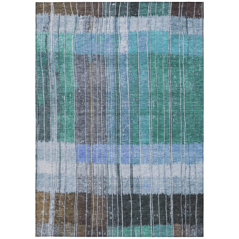 HomeRoots Striped Transitional Rectangle Outdoor Rug