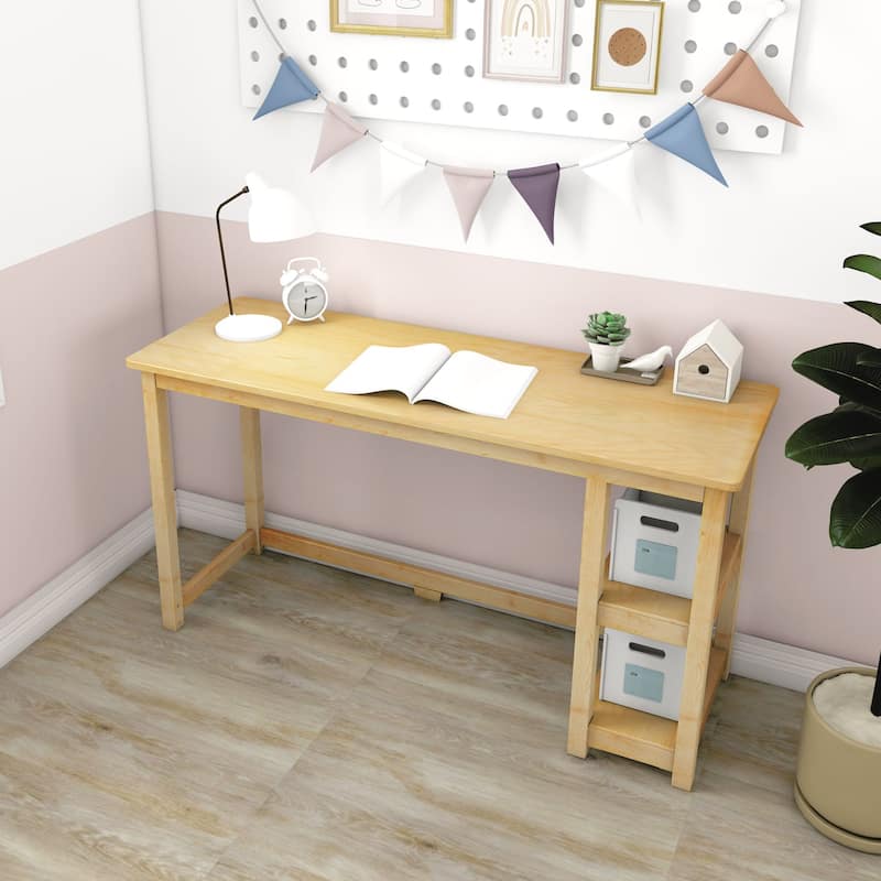 Max and Lily Desk with Bookshelves - Natural - 55 in