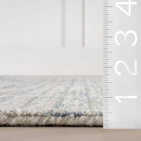 dimension image slide 5 of 10, Melrose Checked Wool Area Rug