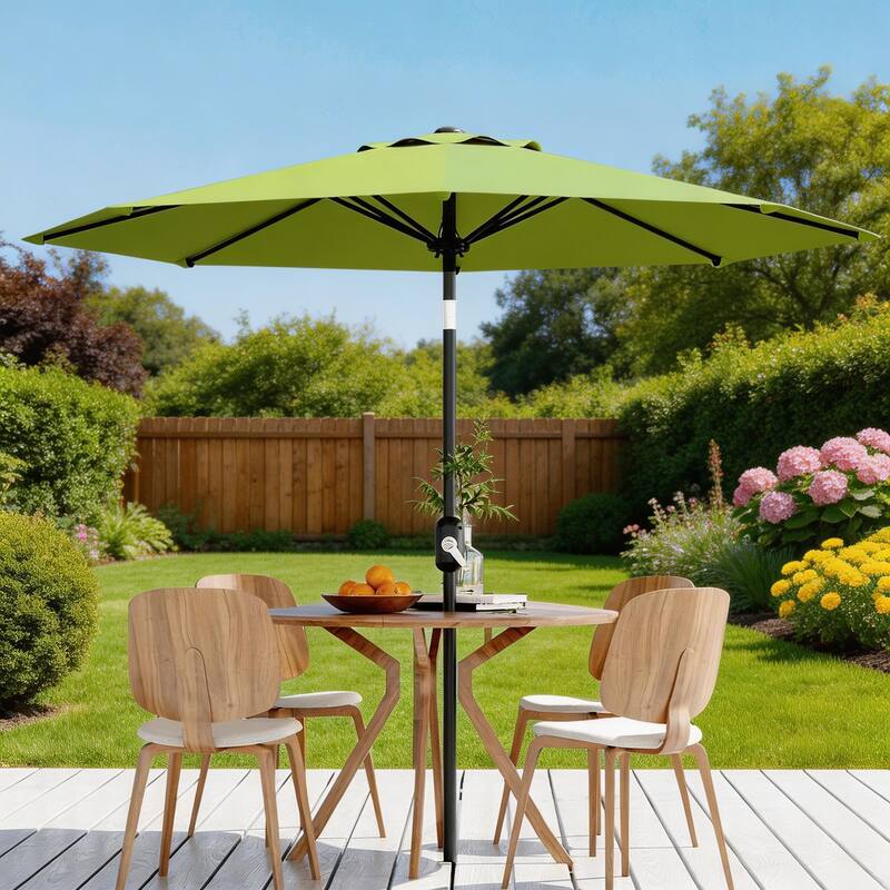 10ft Outdoor Patio Umbrella, with Crank Lift & Push Button Tilt, UV Protection Waterproof - Grass Green