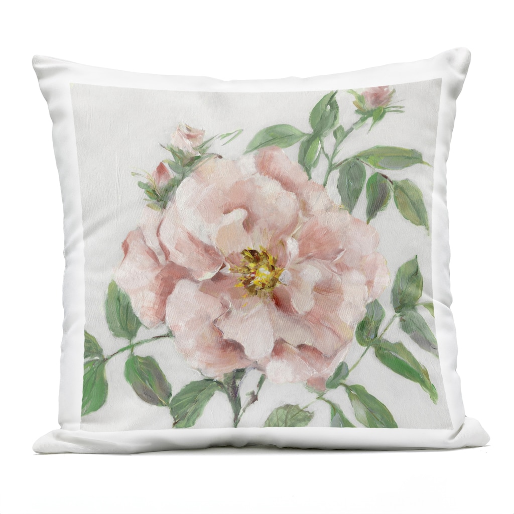 Stupell Traditional Single Pink Blossom Printed Outdoor Throw Pillow Design by Sally Swatland
