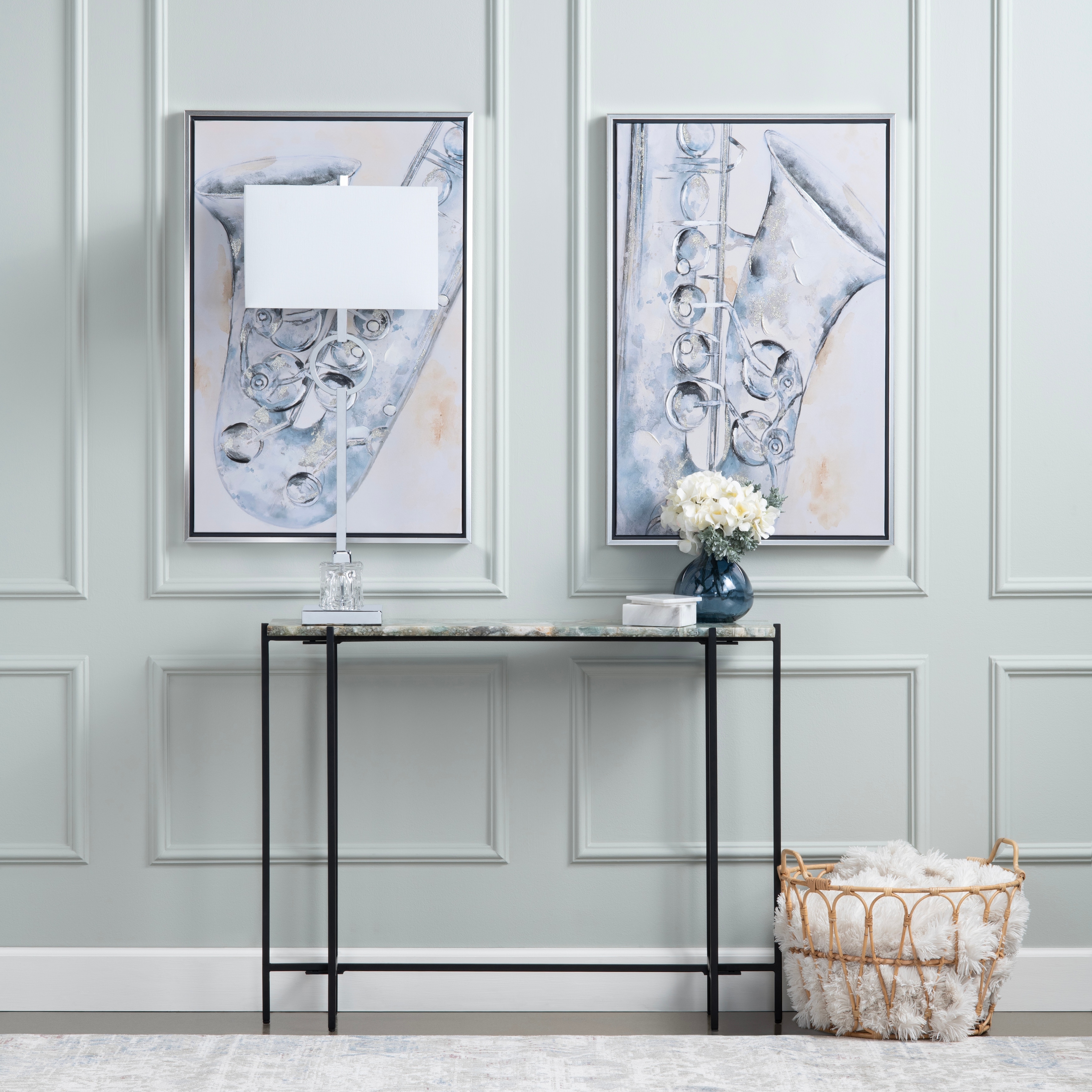 42.25 in. Green Quartz Accent_Console_Sofa Table