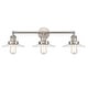 preview thumbnail 6 of 12, Atlas Lighting English Pub 1/2/3-Light Industrial Style Metal Bathroom Vanity Light 3-Light - Satin Nickel with Clear Glass