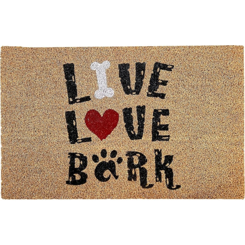 Printed Coir Doormat, Durable Outdoor/Indoor Rug, Welcome Mat, Pets - Live Love Bark