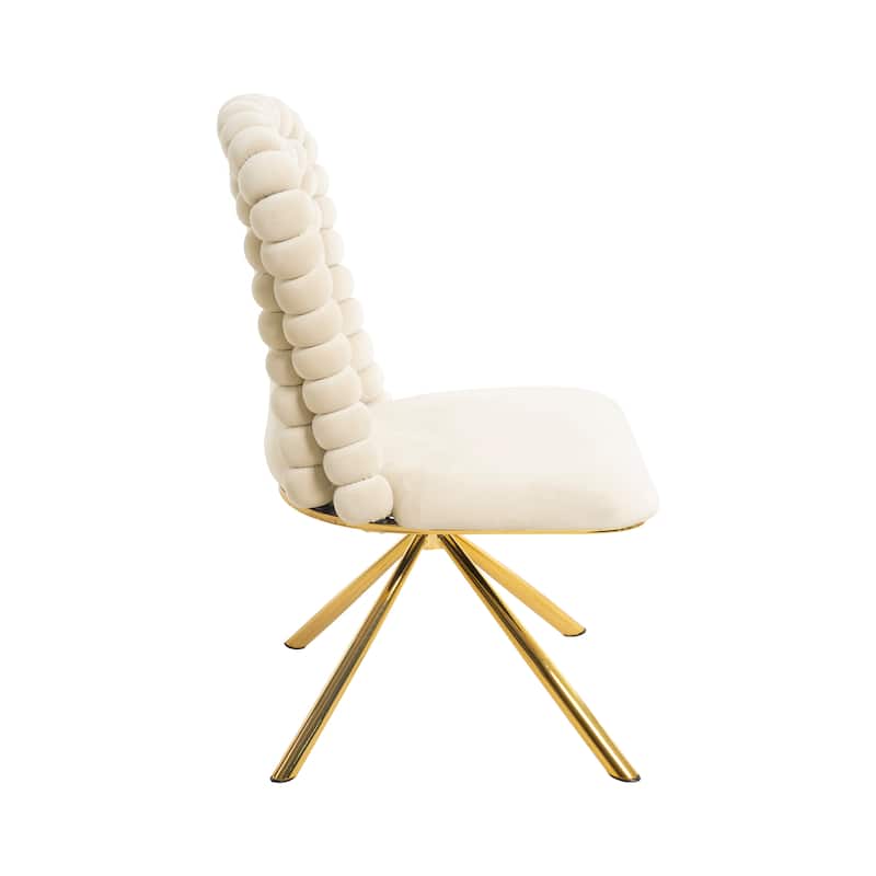 2-Piece Vanity Chair Dining Chairs, Velvet Accent Chairs Swivel Chair with Ball-Shaped Backrest