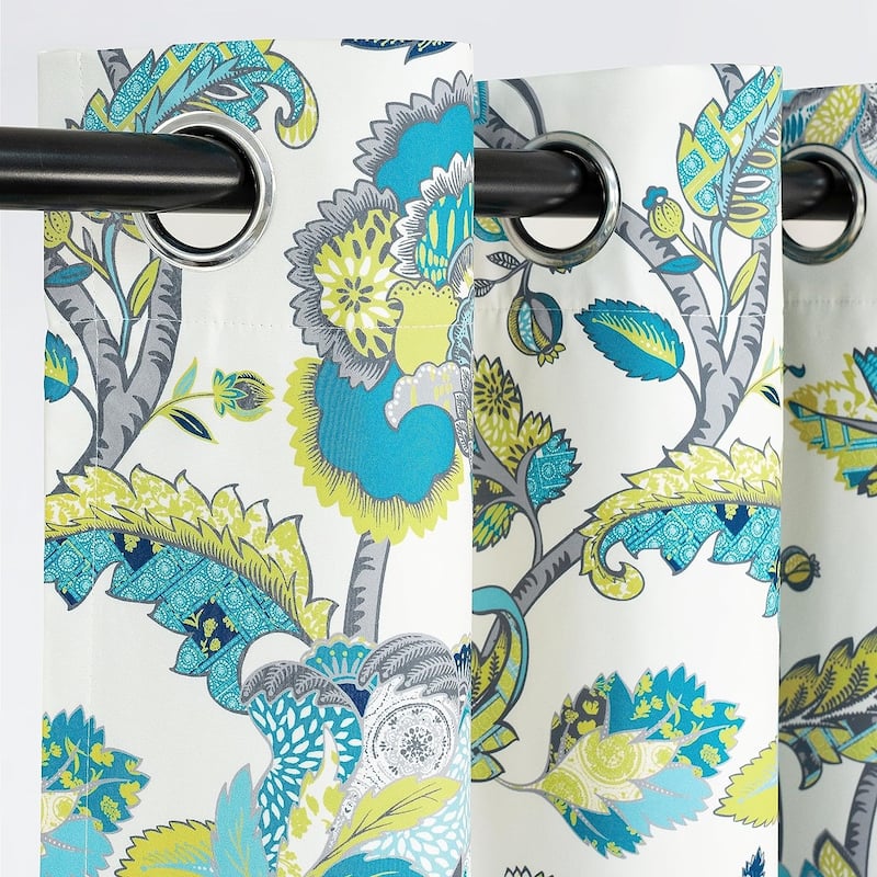 DriftAway Layla Classic America Style Floral Leaves Window Curtain Grommet
