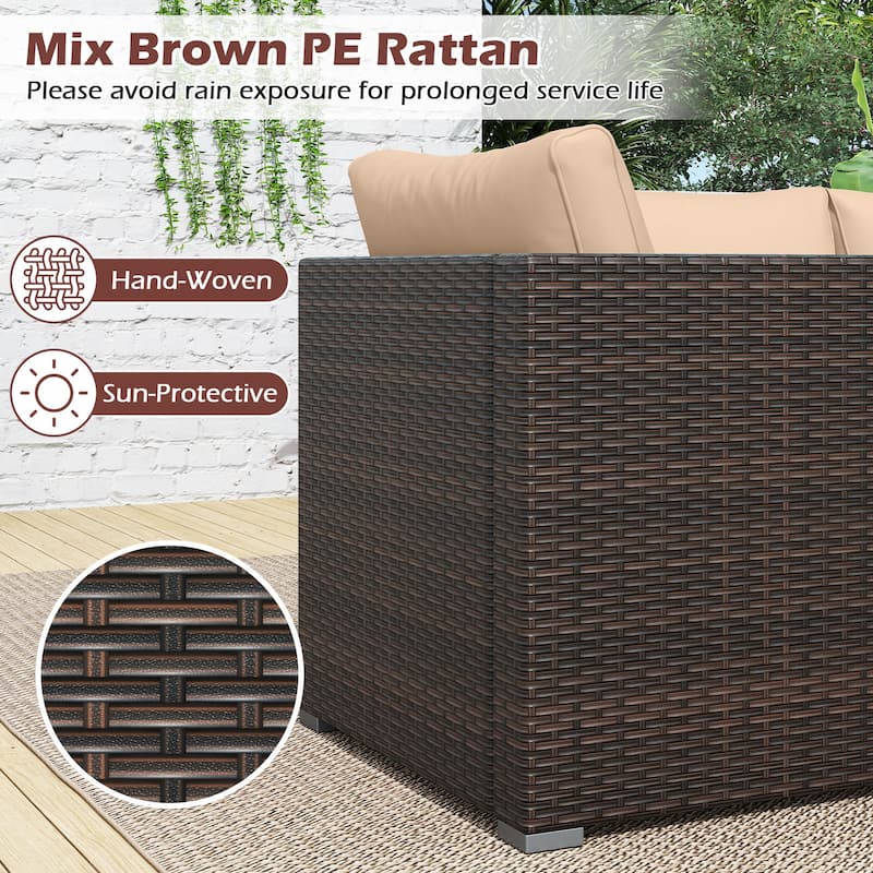 Gymax 3PCS Patio Sectional Sofa Set w/Right Arm Sofa & Left Arm Sofa