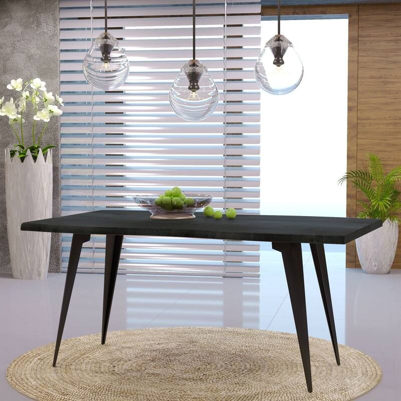 Ravenna Rectangular Dining Table with 63-Inch Wide MDF Tabletop and Powder Coated Metal Legs