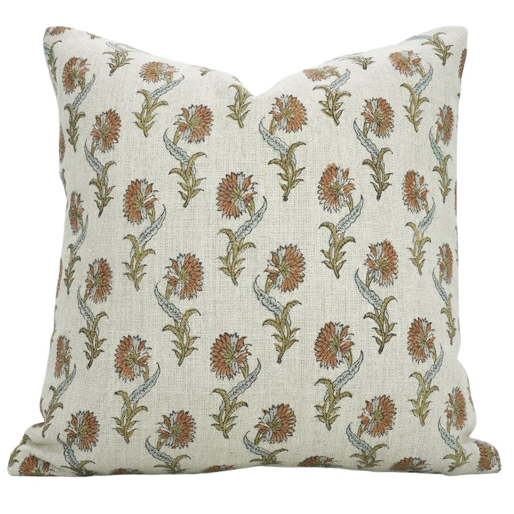 Fabdivine Heritage Thick Linen Artisan Handmade Pillow Cover Bedroom, Daffodil