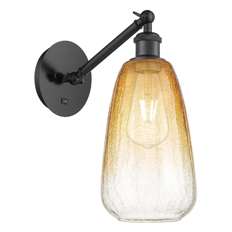 Innovations Lighting 317-1W-13-6 Brookhaven Almond Sconce Brookhaven - Matte Black / Amber
