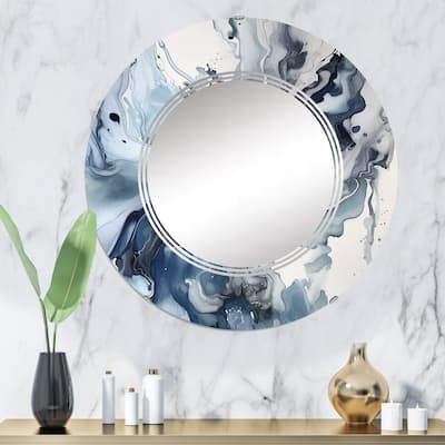 Designart "Blue and Grey Ethereal Elixir II" Abstract Modern Wall Mirror