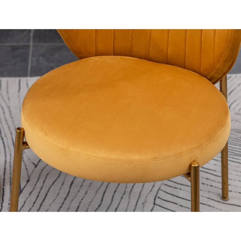 Modern Velvet Dining Chair with Round Cushions, Curved Backrest, Metal Legs for Dining Room Kitchen Living Room Bedroom