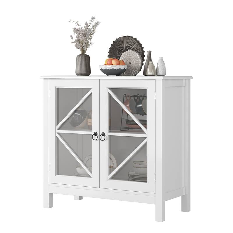 Kitchen cabinet with double glass doors
