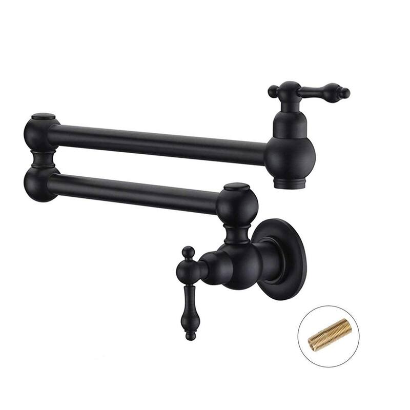 BATHLET Pot Filler Folding Double Jointed Swing Arm Sink Faucet - Matte Black