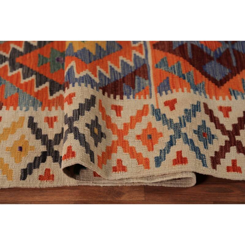 Kilim Oriental Area Rug Flatweave Reversible Multi-Color Wool Carpet - 8'0"x 11'6"