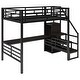 preview thumbnail 7 of 7, Full Size Metal Loft Bed with Desk, Wardrobe, and Storage Stairs