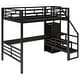 preview thumbnail 7 of 9, Sturdy Metal Full Size Loft Bed with Storage Staircase & Desk, Black