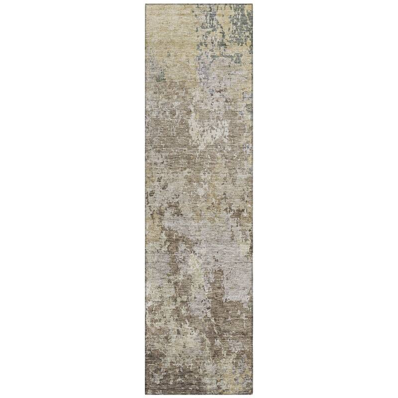 Machine Washable Indoor/ Outdoor Abstract Contemporary Chantille Rug