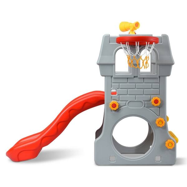 Shop Gymax 2 Step Children Castle Slide Basketball Hoop And