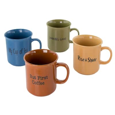 Gibson Home Thoughtful Morning 4 Piece 26 Ounce Stoneware Cup Set