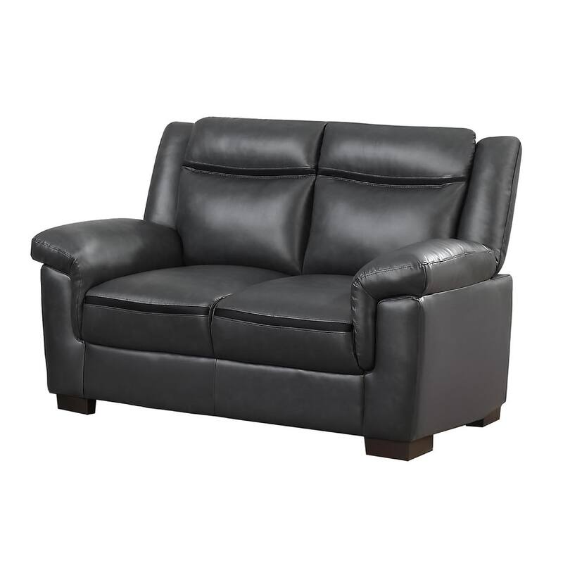 Araba 2 Piece Sofa and Loveseat Set, Gray, Faux Leather