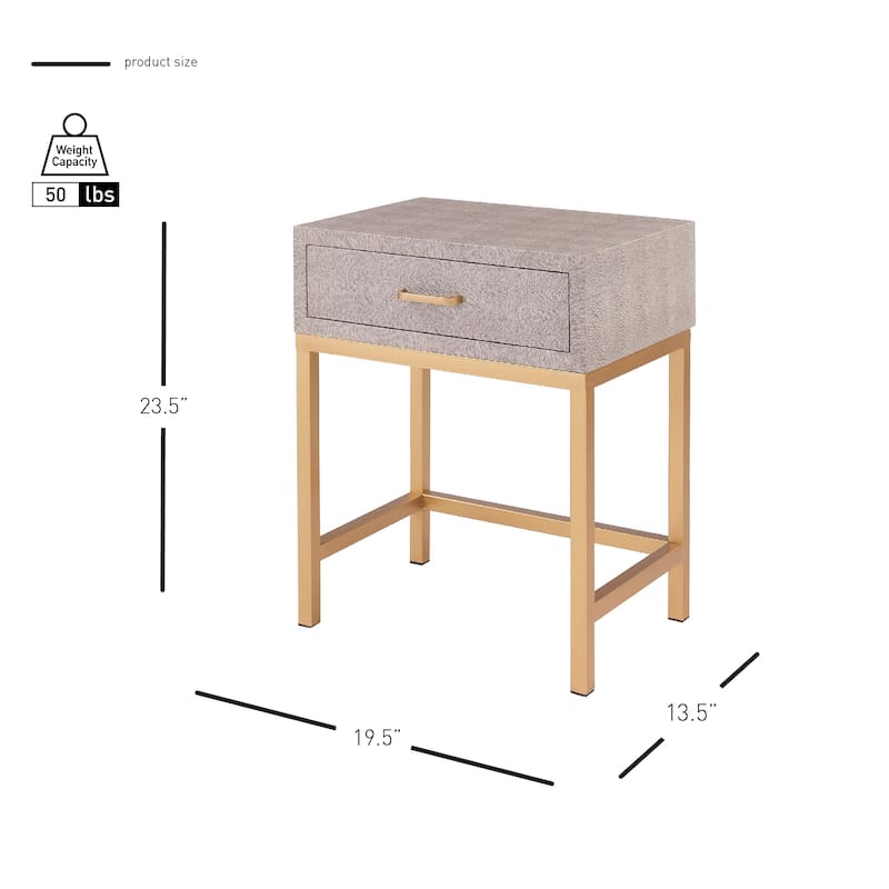 NPD Furniture Durham Faux Shagreen 1 Drawer End Table