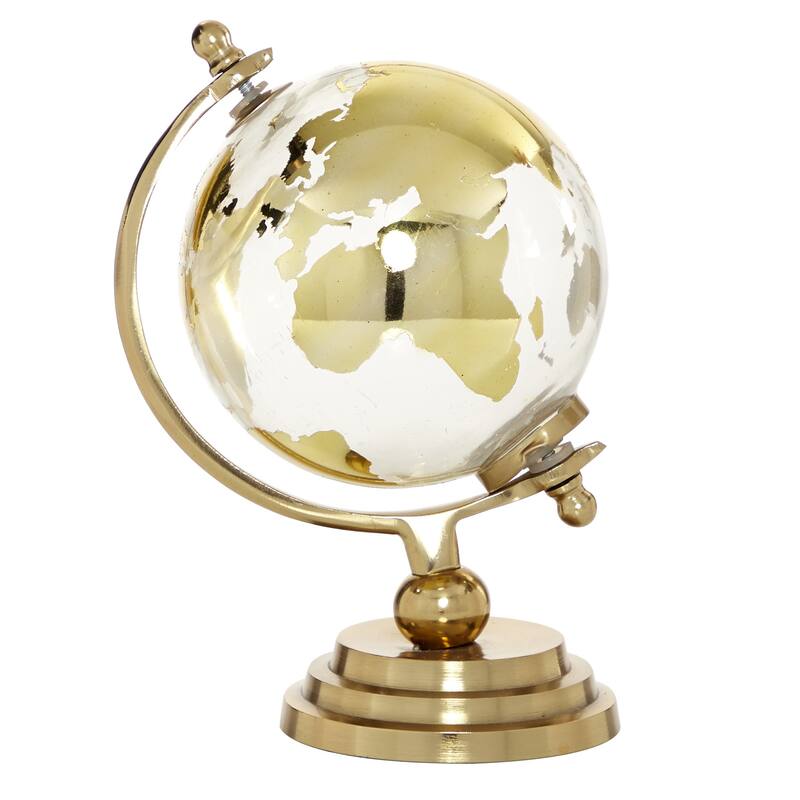 Multi Color Metal and Glass Glam Traditional World Desk Globe