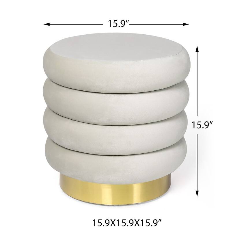Adeco Velvet Round Storage Ottoman Side Table with Comfortable Seating