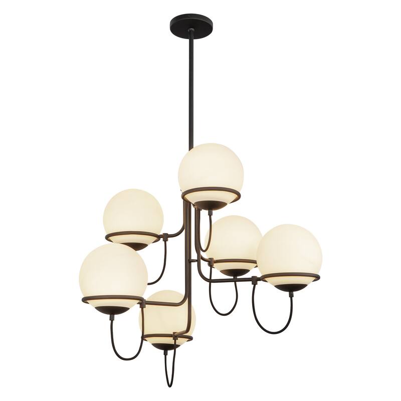 Alora Lighting CH458632 Alba 6 Light 32" Wide Chandelier - Matte Black / Opal Glass