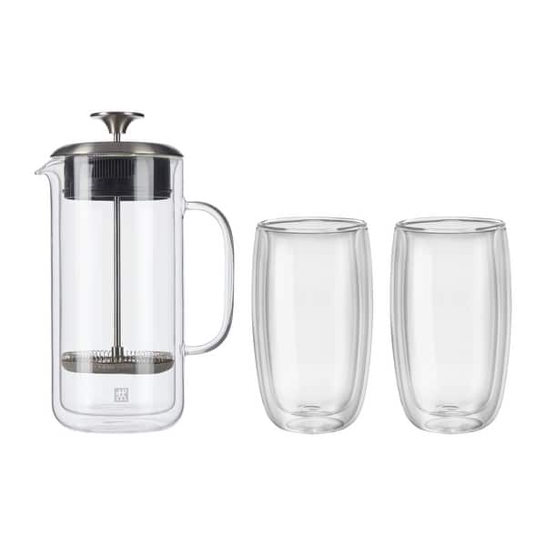 slide 2 of 4, ZWILLING Sorrento Double Wall French Press and Latte Glass - Clear - 27-oz Clear - 27-oz
