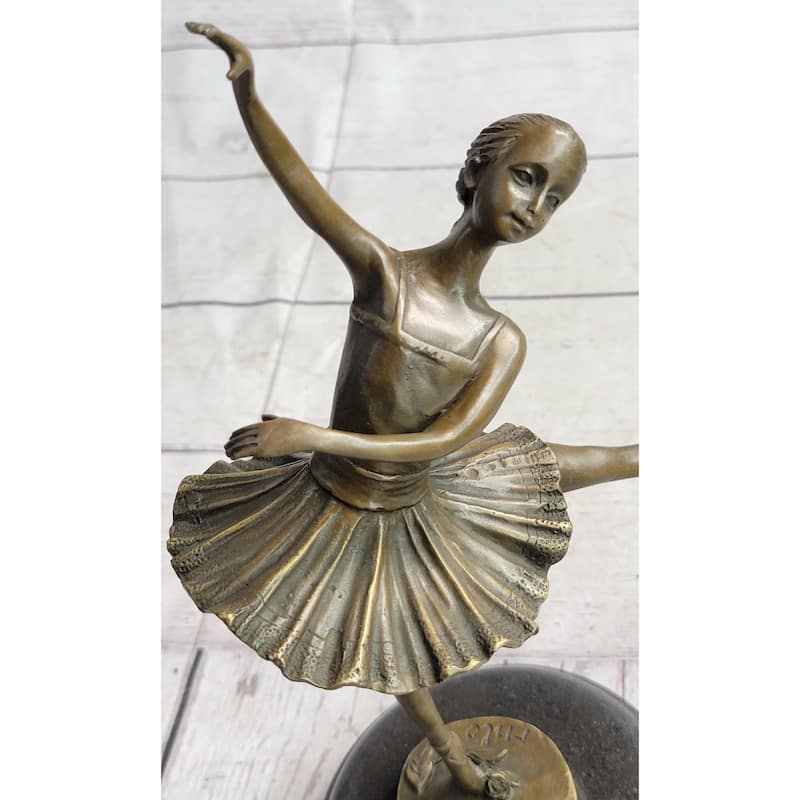 Ballerina Ballet Dancer Balancing On One Foot Bronze Figure Figurine Statue Sculpture