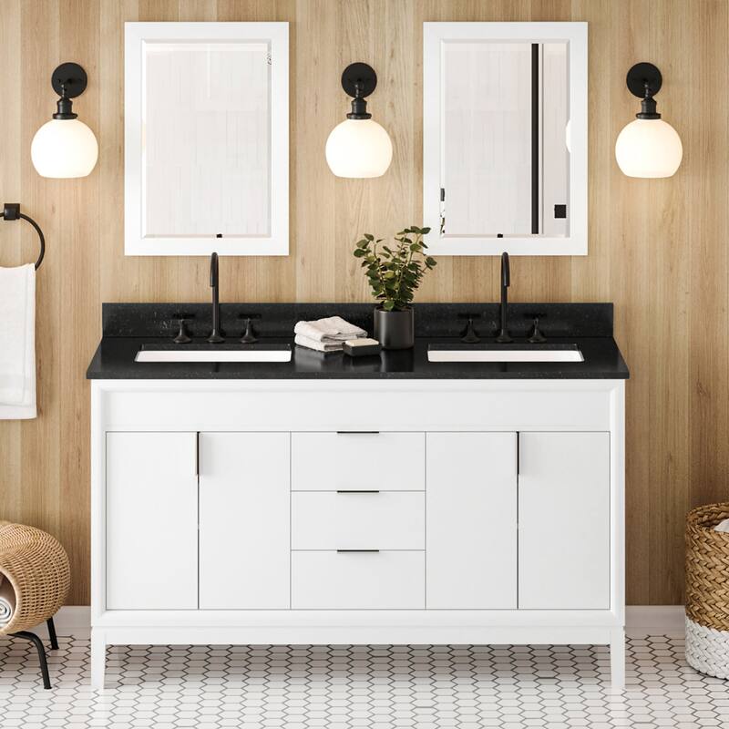 Jeffrey Alexander VKITTHE60R-GRANITE Theodora II 60" Free Standing - White / Black - Painted