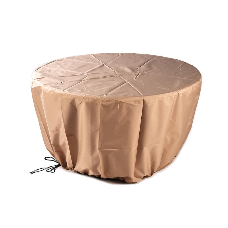 Round 44 in. x 44 in. Aluminum Propane Fire Pit Table with Glass Beads, Two Covers, Lid, 55,000 BTUs - N/A