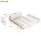 preview thumbnail 4 of 35, Full Size Platform Bed with Trundle and Drawers Wood Full Bed Frame with a Rolling Shelf Platform Bed with Desk - White