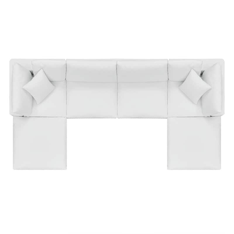 Commix Down Filled Overstuffed Vegan Leather 6-Piece Sectional Sofa