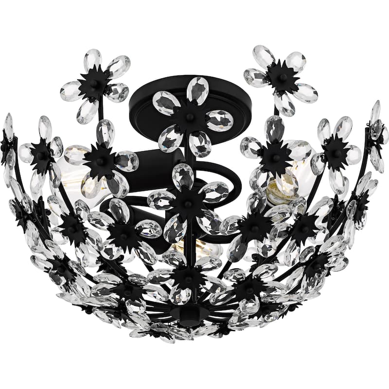 Rosemary 3-Light Matte Black Semi-Flush Mount