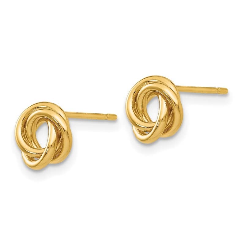 Curata 14k Yellow Gold Polished 8mm Open Love Knot Post Earrings