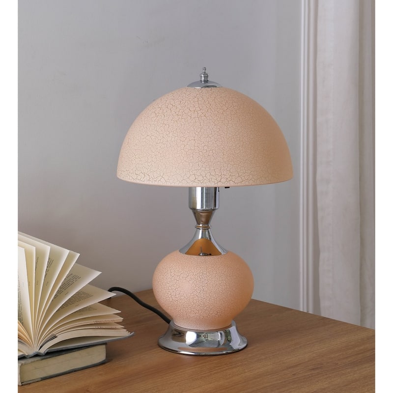 Contemporary 24" Silver LED Table Lamp with Pink Dome Shade and Metal Base for Bedroom or Any Room - 24"H x 12"W x 12"D