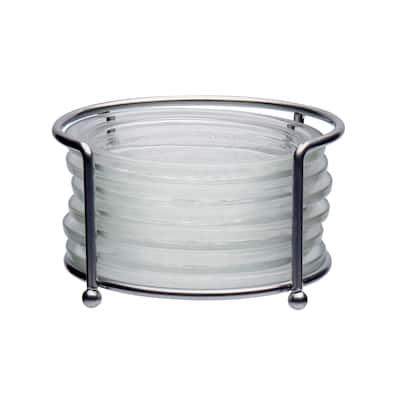 Mason Craft & More 7-piece Glass Coaster Set w Wire Rack Holder