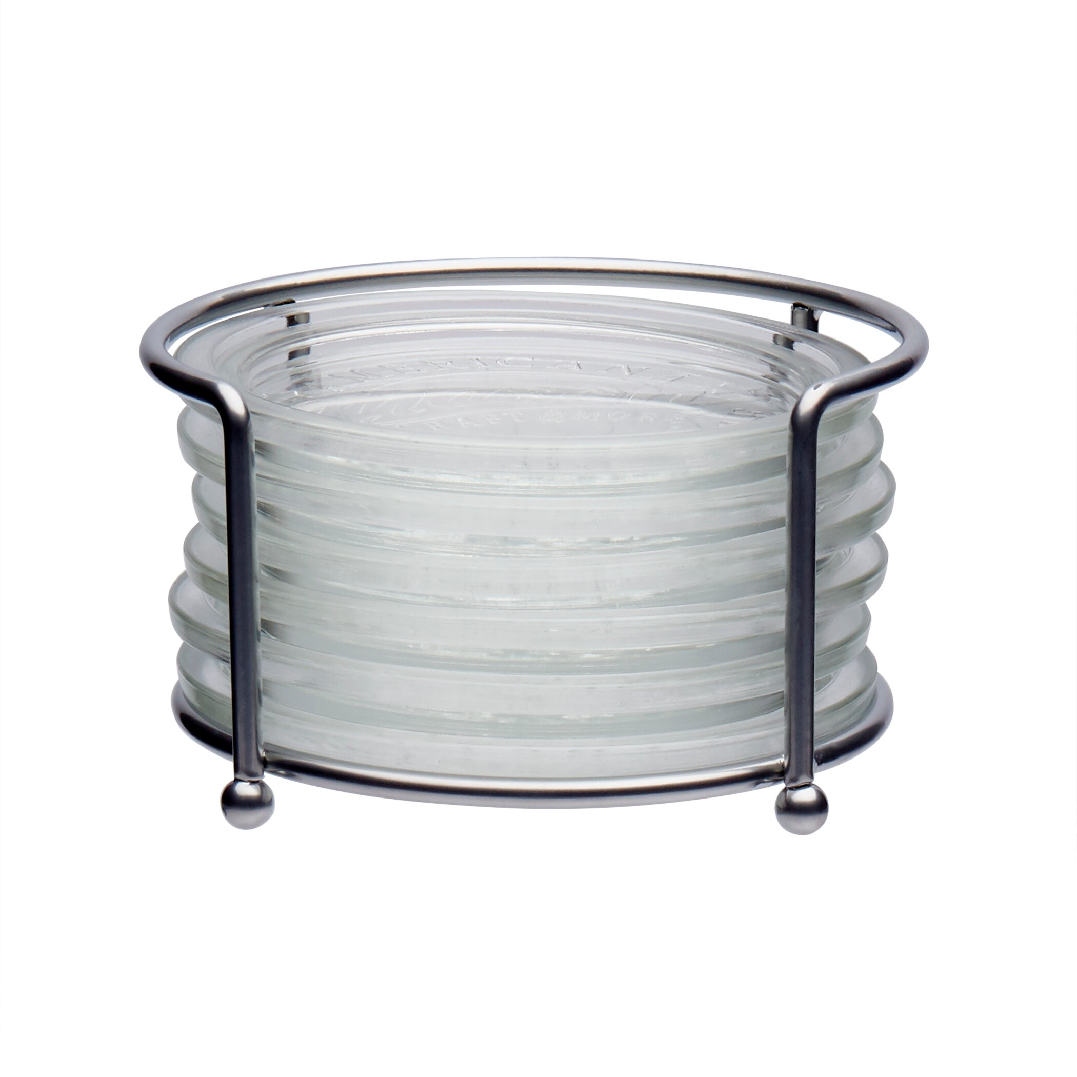 Glass coaster set with holder deals