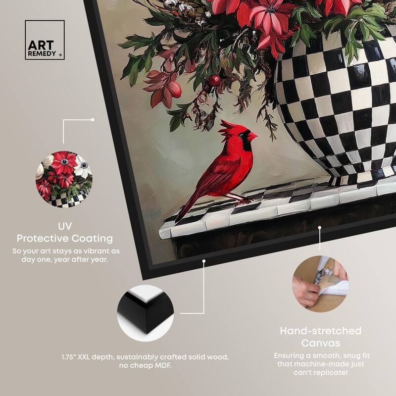 Checkerboard Vase Blooms I Canvas by Art Remedy