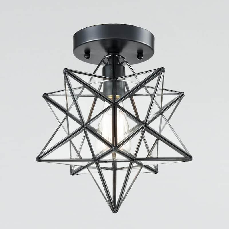 Feltre Industrial Moravian Star Ceiling Light with Clear Glass 12 Inches