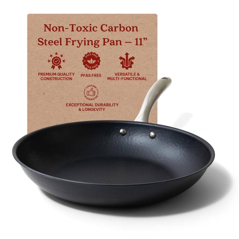 Alva Black Angus Pre-Seasoned Carbon Steel Frying Pan, Naturally Nonstick - 11" Frying Pan