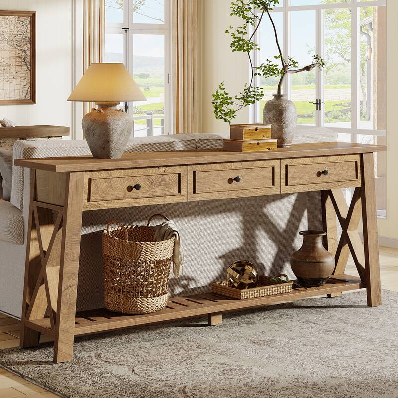 Console Table with 3 Storage Drawers