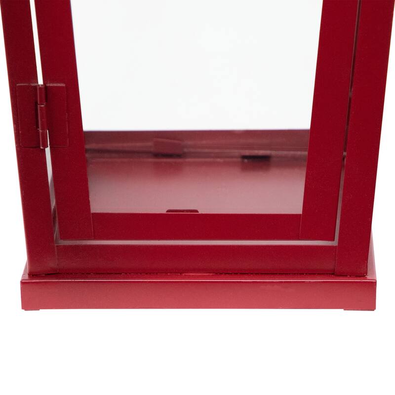 Vintage Style Metal Candle Lanterns - 23.5" - Red - Set of 3