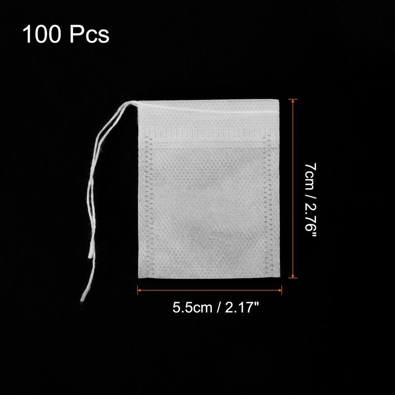 100 Pcs Disposable Tea Bags for Loose Leaf Tea, Tea Filter Bags - White - 2.8" x 2.2"