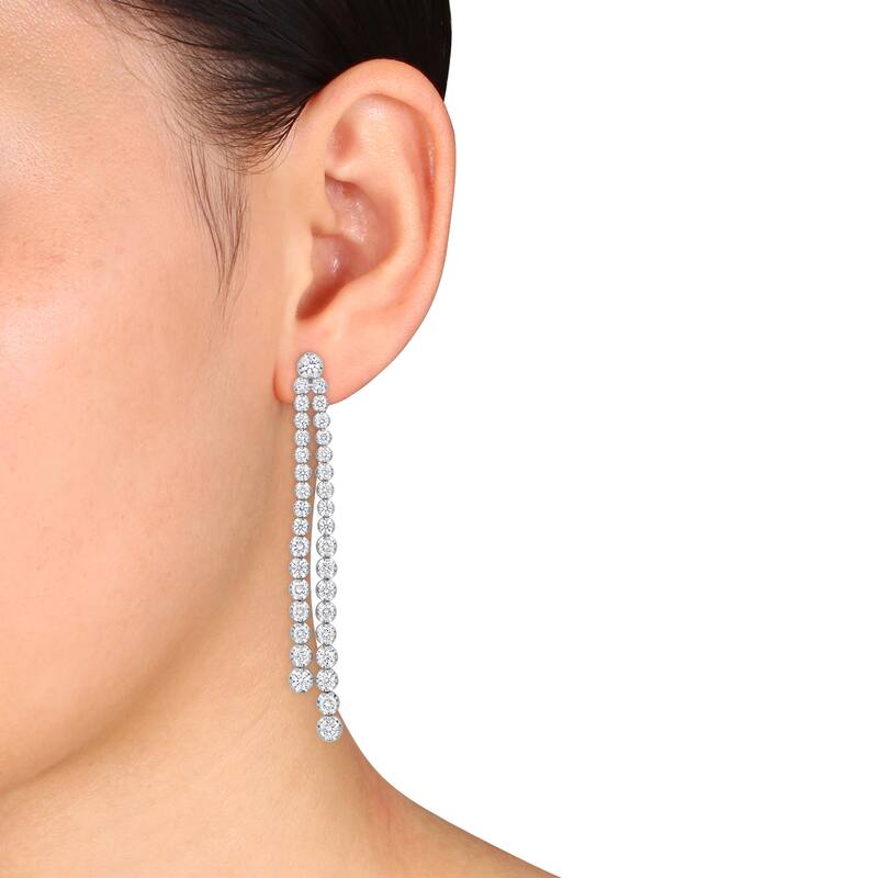 Miadora 8 1/4ct TDW Diamond Linear Drop Earrings in 14k White Gold
